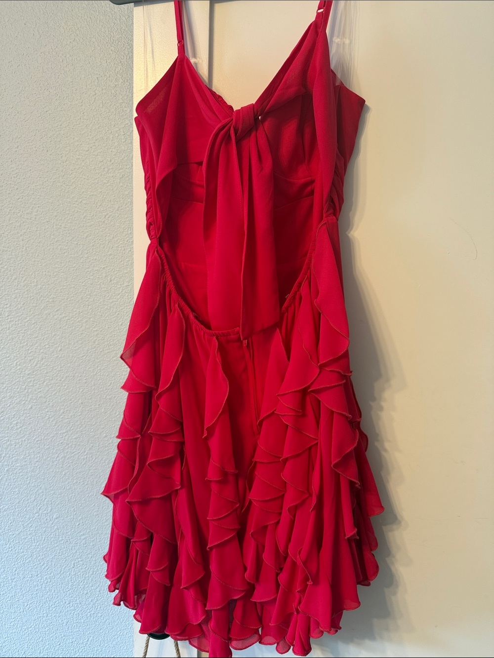 Hot Pink Ruffled Spaghetti-Strap Dress - Picture 3 of 8